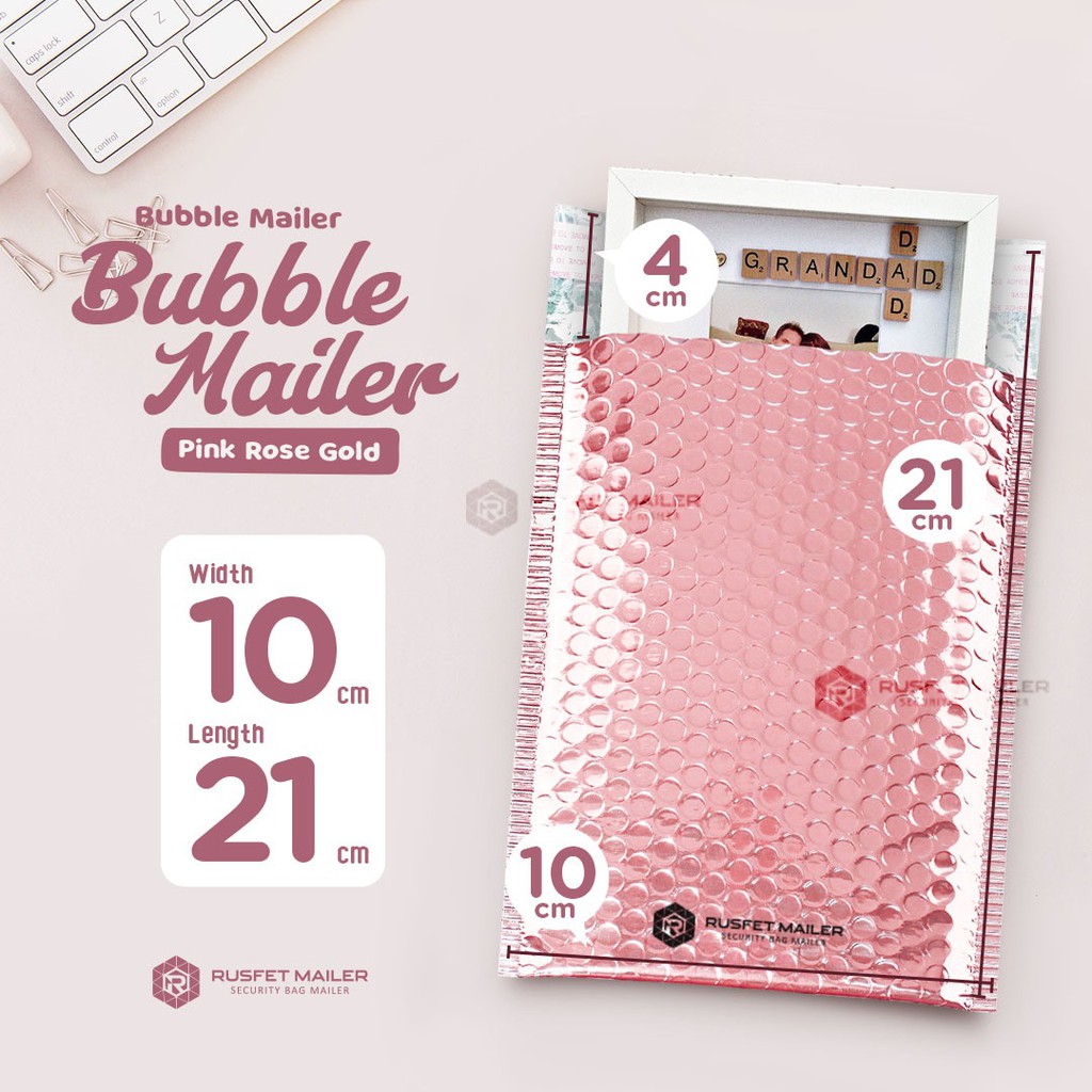 

BUBBLE MAILER RUSFET AMPLOP BUBBLE WRAP UKURAN 10x21 ROSE GOLD/PACKING CANTIK/PACKING JEWELRY/PACKING PREMIUM/FRAGILE PACKING
