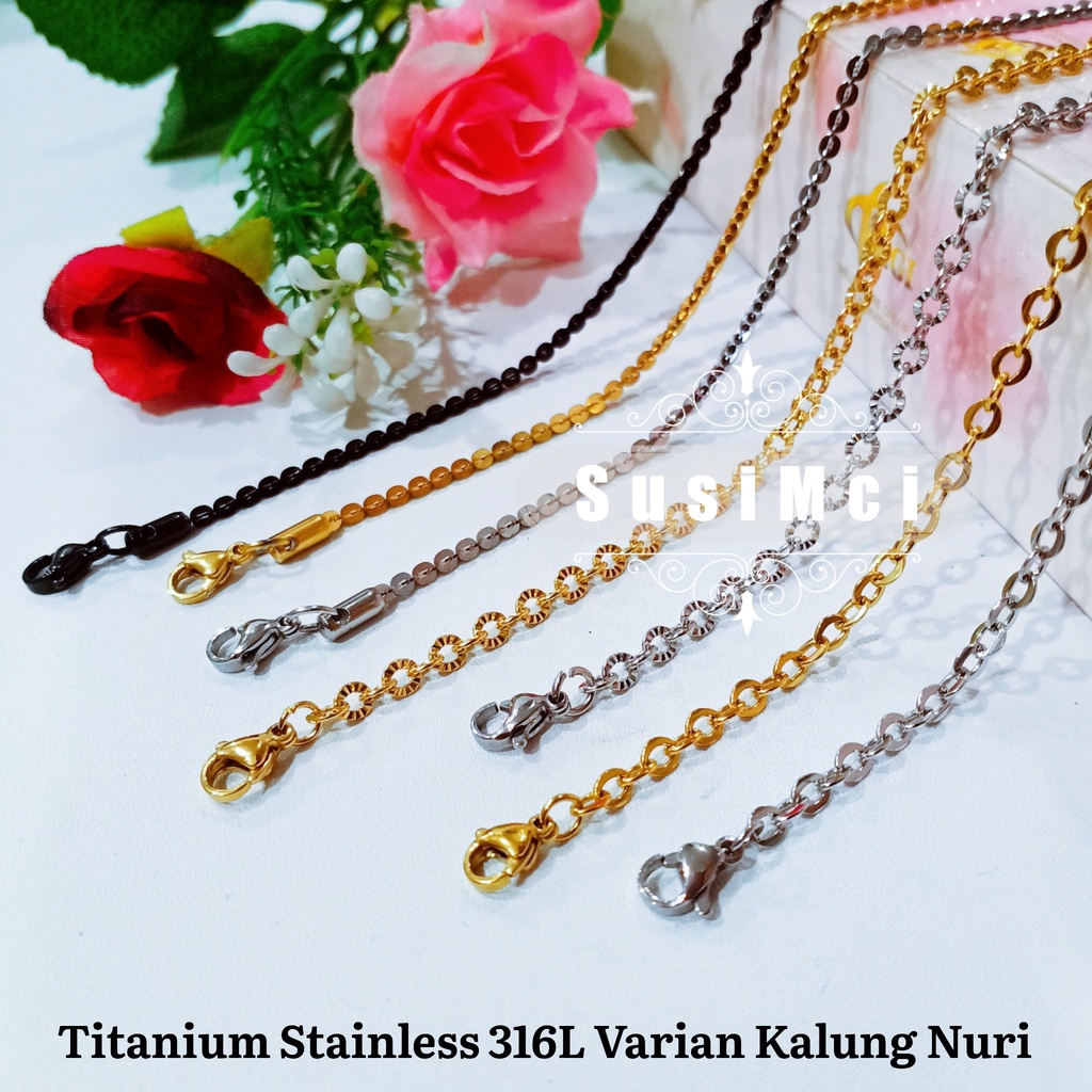 [[  45cm 60cm  ]] Variasi Nuri Rantai Kalung Titanium Stainless 316L HIGH QUALITY chain necklace sil