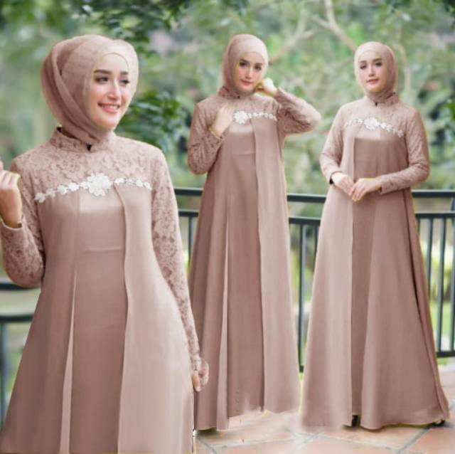 Zya Baju Gamis Wanita Fashion Lebaran Syari/ Pakaian Murah Fa SP541 Aru Elena Maxi