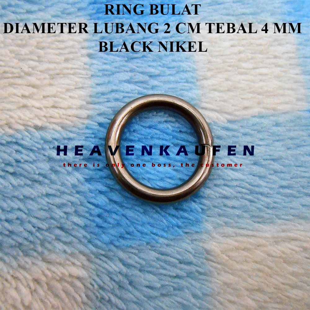 Ring Bulat / Ring O Black Nikel Hitam 2 cm Tebal 4 mm