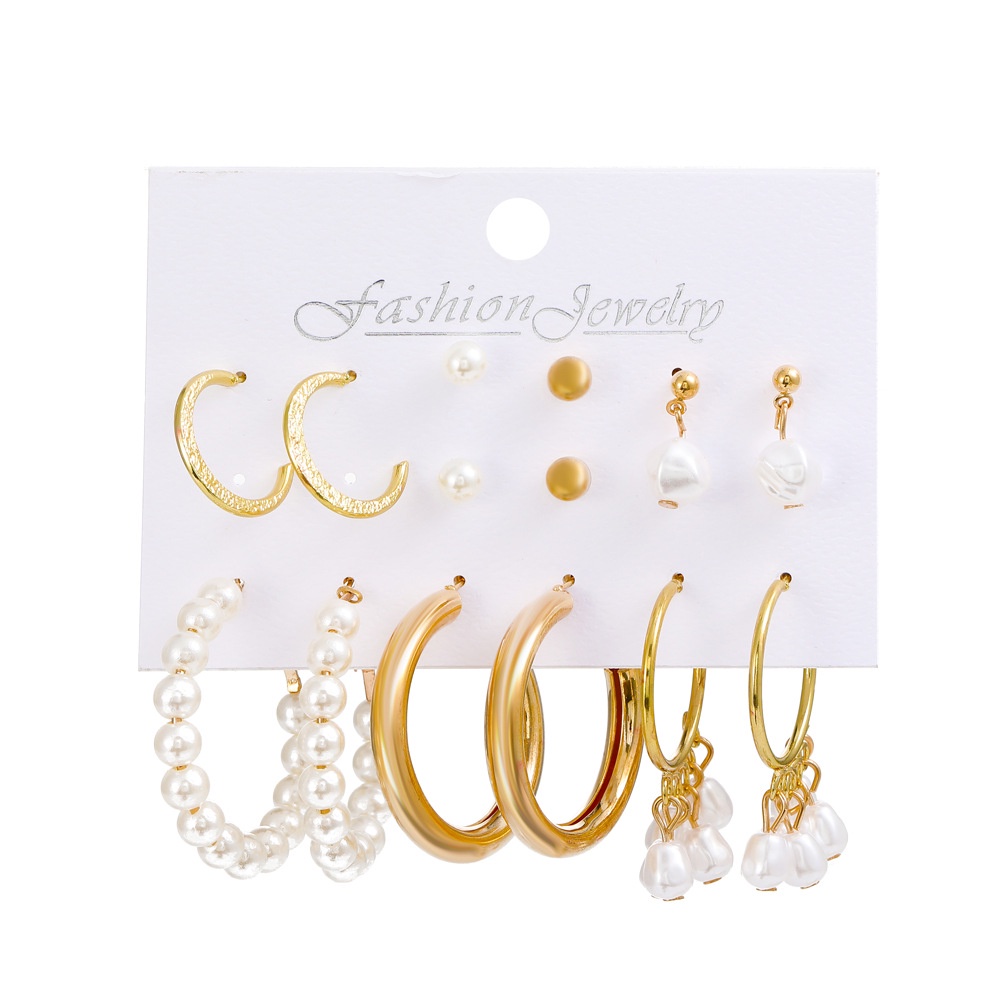 Butterfly set 6 Pasang Anting Mutiara Bentuk Kupu-Kupu Geometris Untuk Wanita