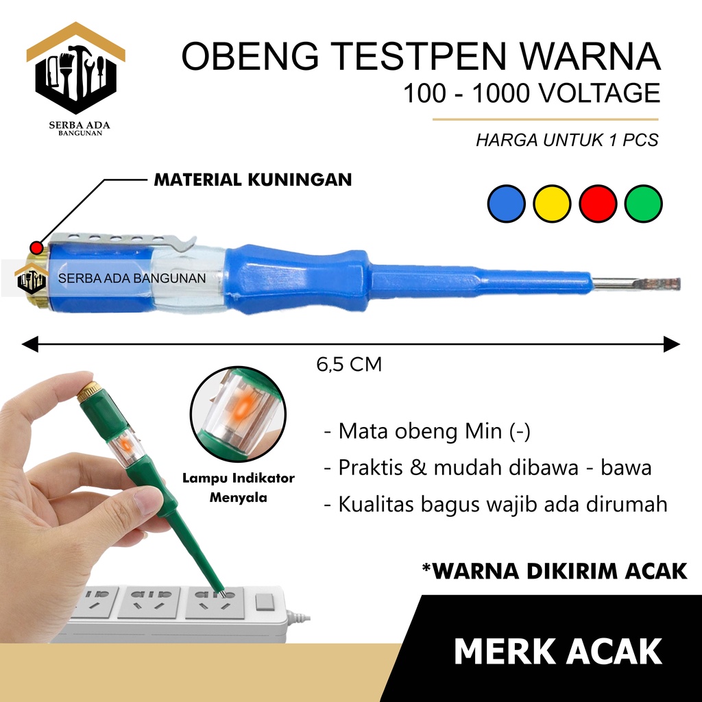 Obeng Tespen SHISUKA Warna warni - Testpen Test Pen Listrik - AC Tester Screwdriver