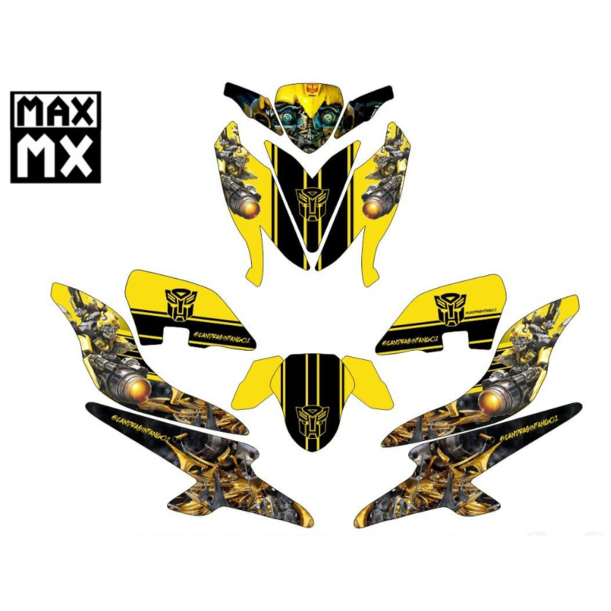 Decal Stiker  Aerox 155 Dekal Variasi Sticker Striping Custom Full Body transformers kuning