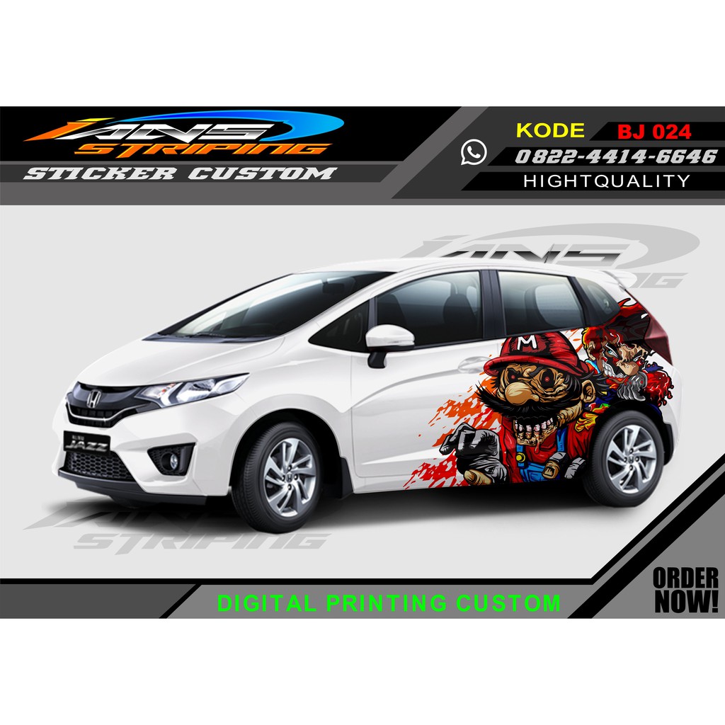 STICKER VARIASI HONDA JAZZ / DECAL STICKER HONDA JAZZ / STIKER MOBIL / STIKER SUPER MARIO