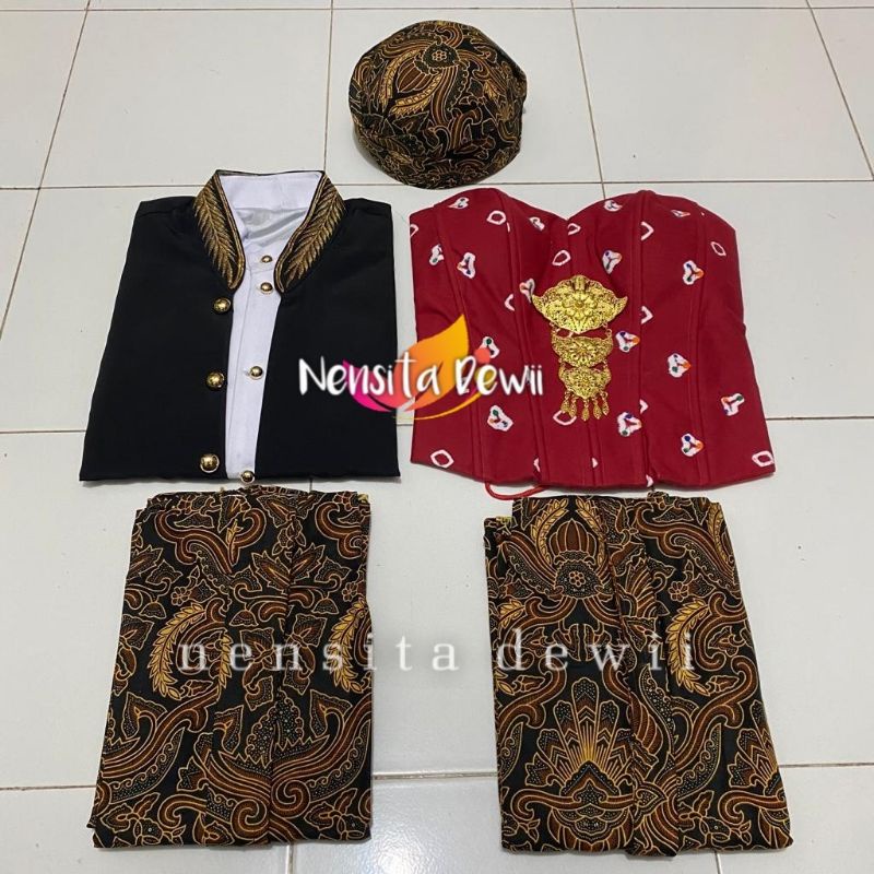 Set Baju Prewed - Basahan / Baju Couple Adat Jawa, Motif Jumputan