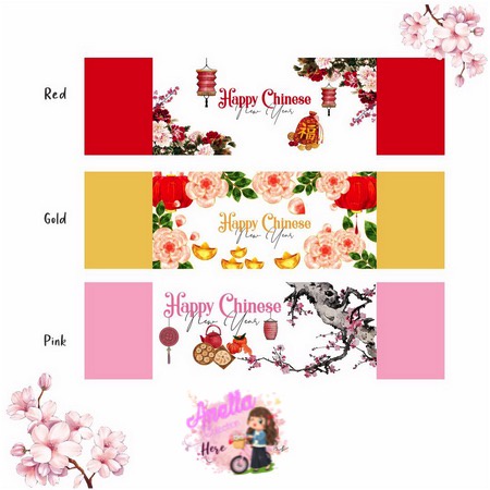 

Stiker panjang untuk tutupan box tema CNY / Imlek 1 set isi 3 lbr