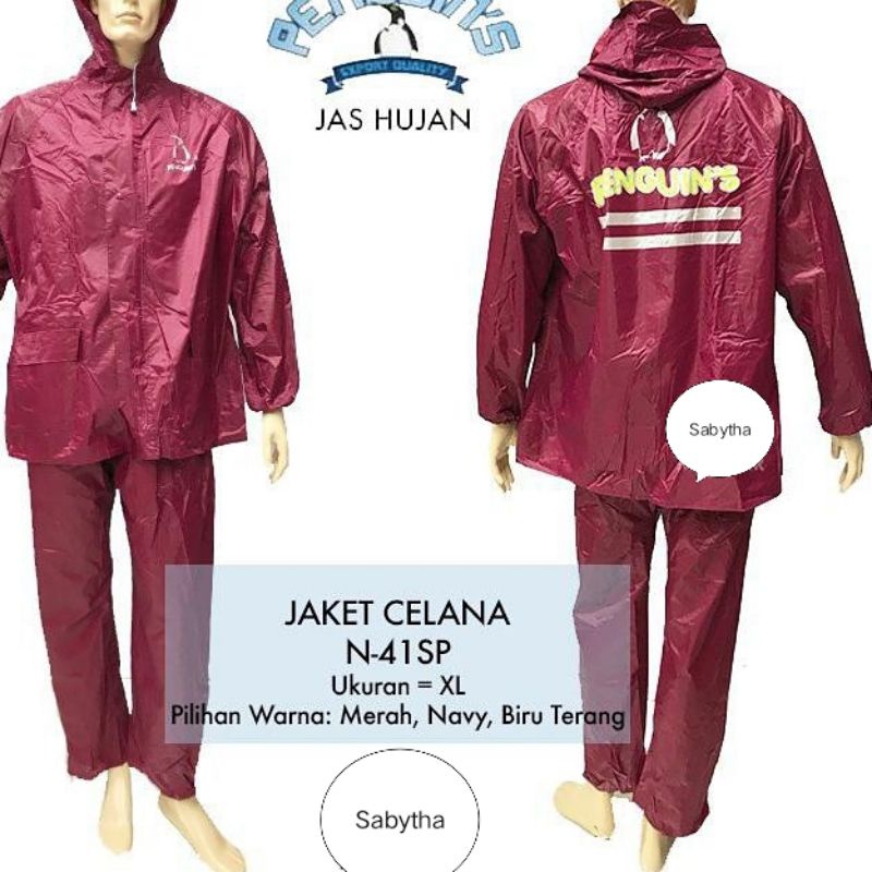 Jas Hujan Jaket Celana Nylon PINGUIN Size XL #N41SP - P263i
