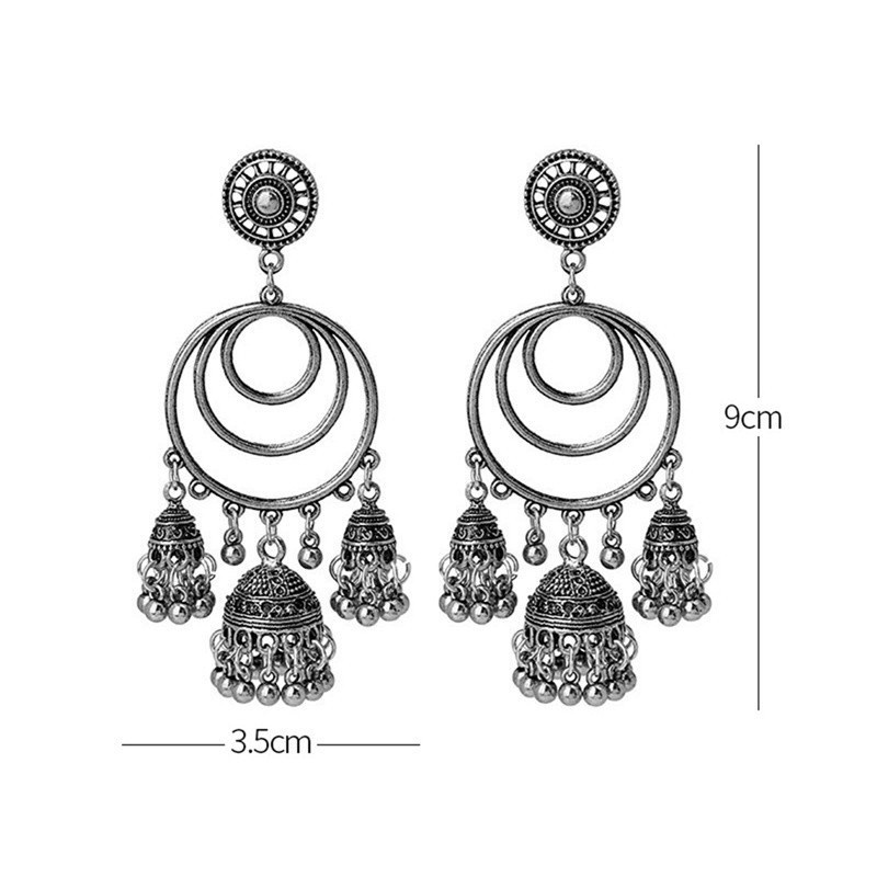 Anting Tusuk Gantung Desain Bulat Besarrumbai Gaya Vintageetnikgipsibohoindianretro Untuk Wanita