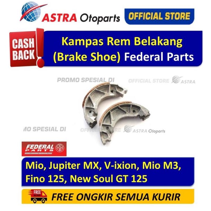 Kampas Rem Belakang (Brake Shoe) Federal Parts MIO, JUPITER MX, DLL ASTR4OTO Berkualitas