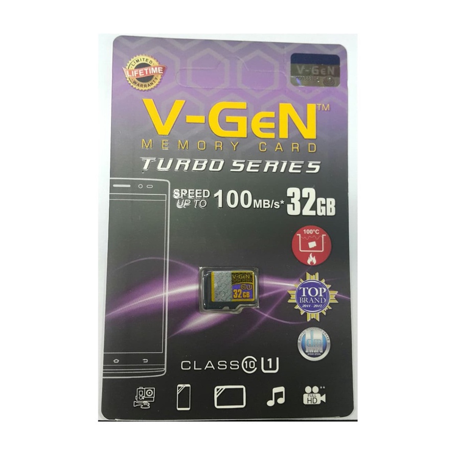 Micro SD Memory Card V-GEN 4 / 8 / 32 / 64 GB Turbo Series Speed Up To 100MB/s Class 6 Micro SD V-GEN Original