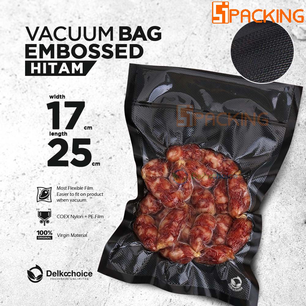 

PLASTIK VACUM HITAM- VACUM SEALER MAKANAN- 17cm x 25cm /20pcs