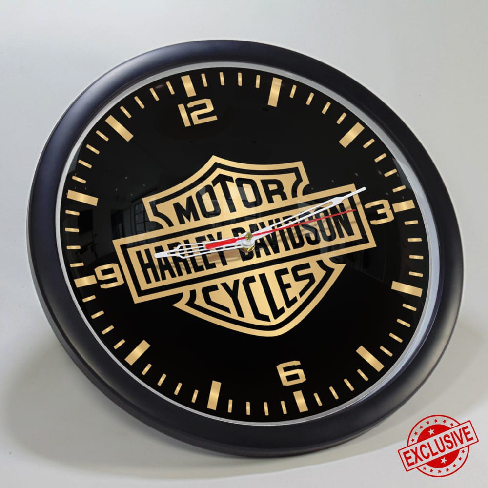 (ISTIMEWA BOSSQUE) JAM DINDING CUSTOM HARLEY DAVIDSON BLACK GOLD - EXCLUSIVE