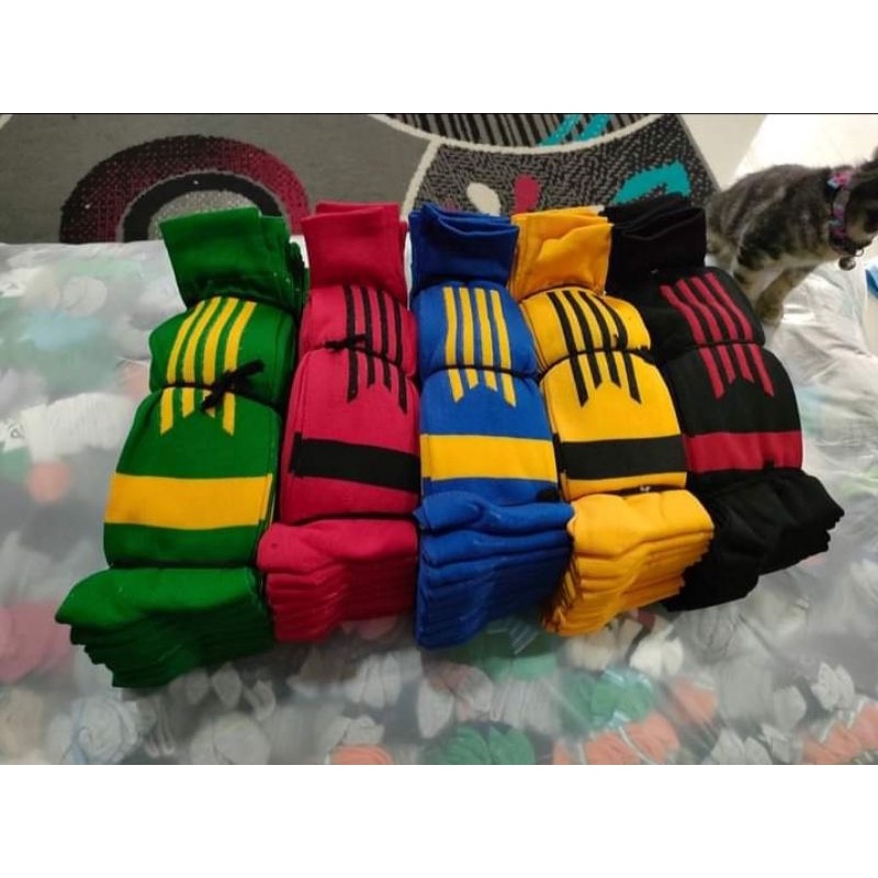 3 pasang kaos kaki BOLA putsal motif garis&quot; panjang selutut / bahan poliester lembut halus dan menyerap keringat