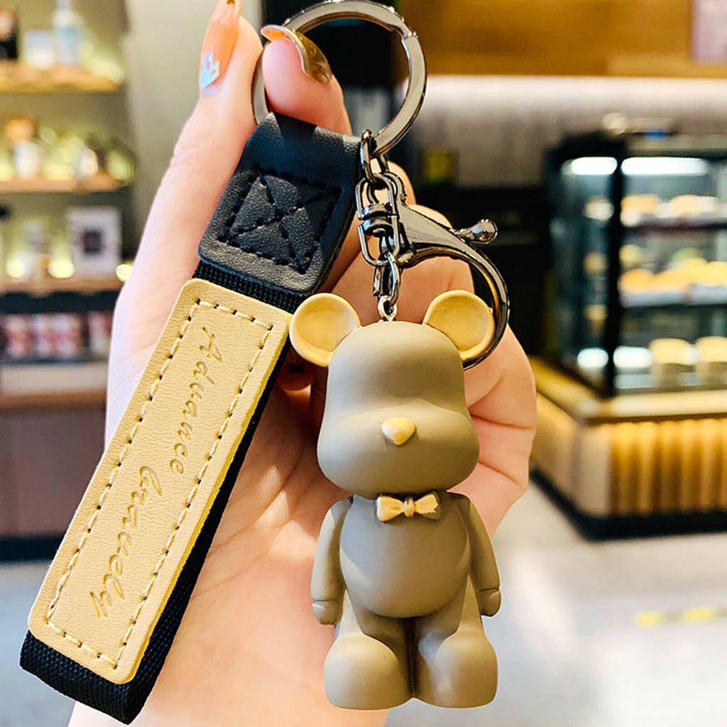 Teddy Bear Bow Tie Keychain Bag Holder Cute Pendant Car Key