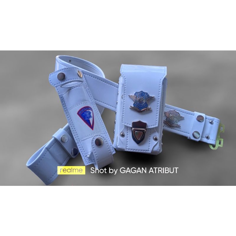 KOPEL & SARUNG HP & TEMPAT BUTTON STICK SET LANTAS POLANTAS POLRI POLISI LOGO WINGS LOGAM