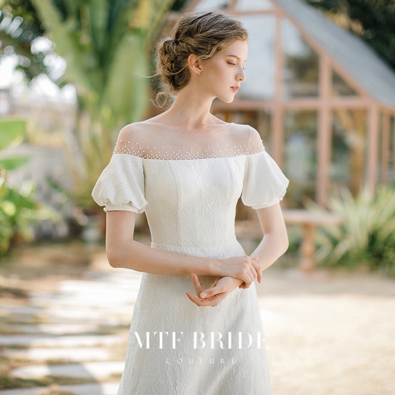 ⊙✇[Cinta Pertama] Gaun pengantin ringan 2021 pengantin baru gaun satin putih satu bahu musim panas k