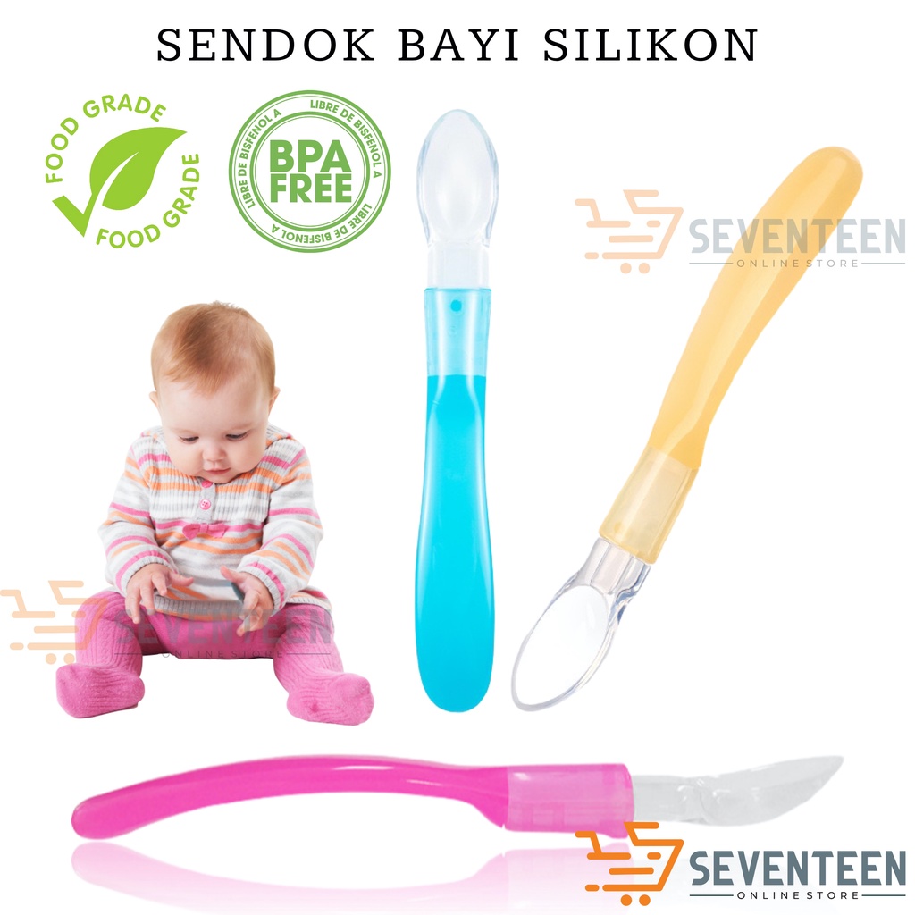 SEVENTEEN SENDOK MAKAN BAYI SILIKON SENDOK SILIKON LENTUR SPOON SILICONE BABY BPA FREE PERLENGKAPAN BAYI