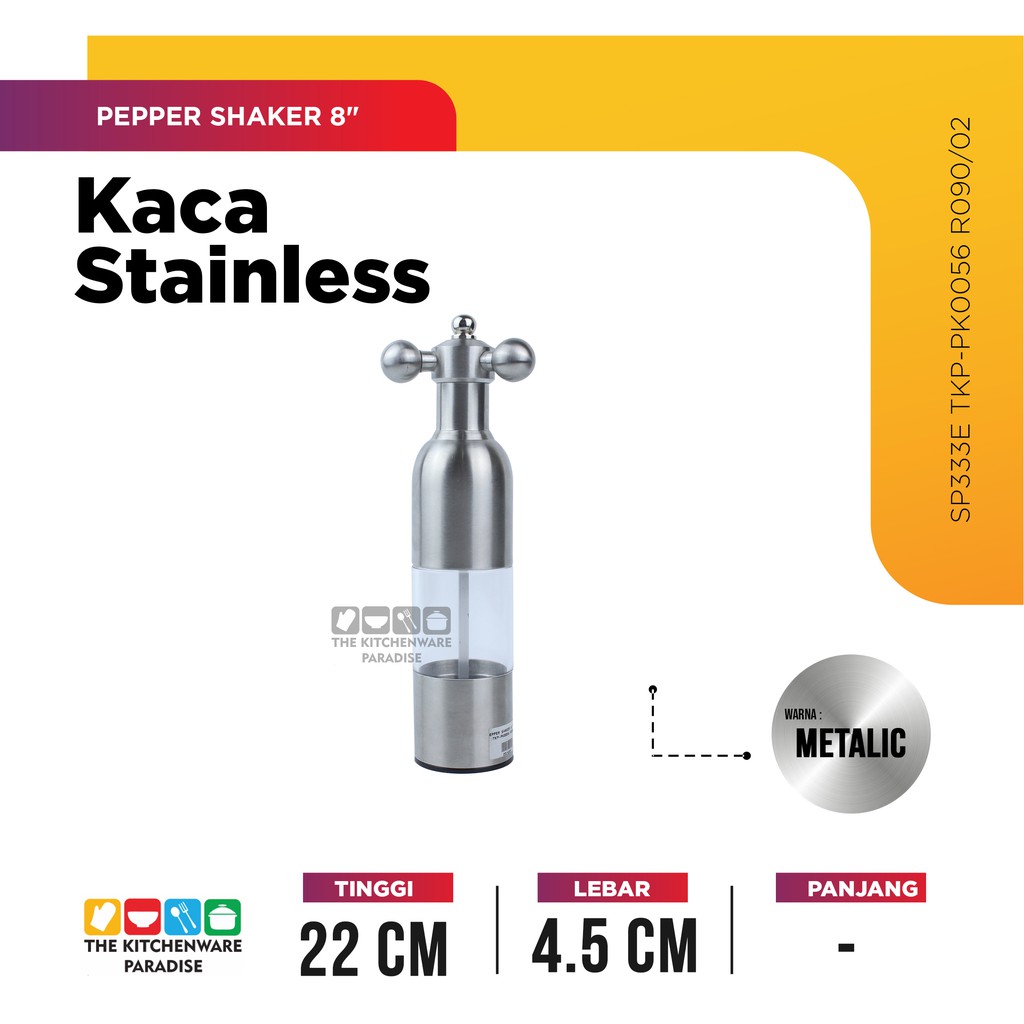 PEPPER SHAKER STAINLESS BENTUK KERAN UKURAN 8 INCH