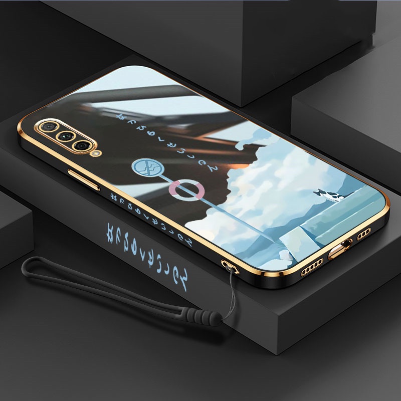 Cute Cat Phone Case For VIVO Y50 Y30 Y20i Y12S Y11 Y19 S1 PRO Y93 Y91C Y12 Y15 Y17 Y20S Y20 Y30i Luxury Cartoon Soft electroplate Lanyard cover couple