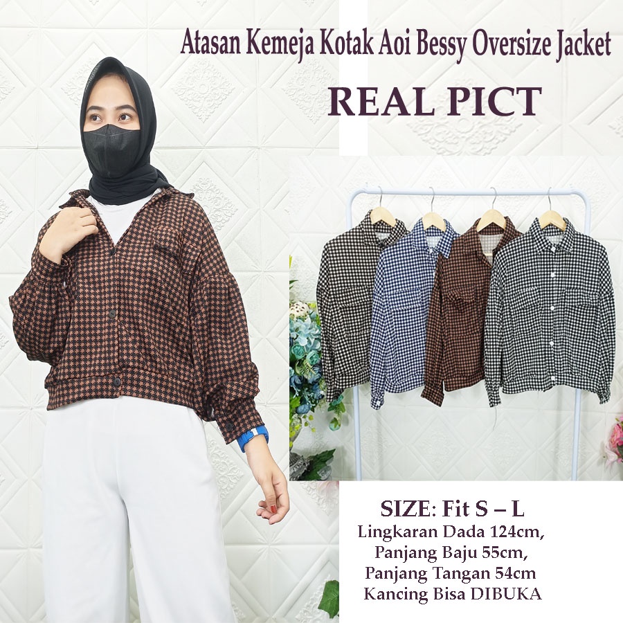 ATASAN KEMEJA KOTAK AOI BESSY OVERSIZE JAKET CARLINA