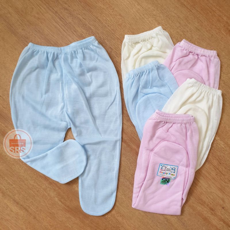 6 Pcs (1/2 Lusin) Celana Panjang Bayi Tipis SNI 0-4 Bulan COTTON TIPIS Happy Time Polos Baby Wear