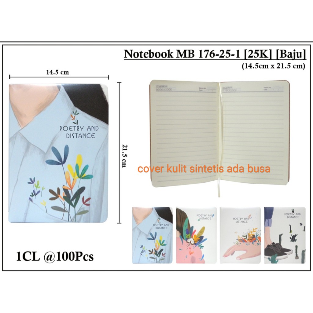 

buku agenda adam baju atau paris 14.5x21.5cm cover kulit busa