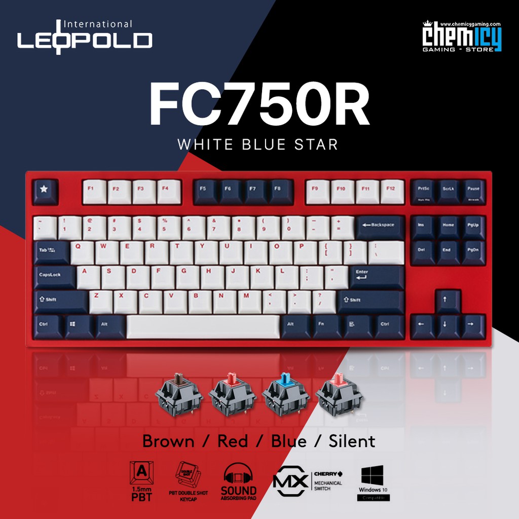 Leopold FC750R White Blue Star Mechanical Gaming Keyboard