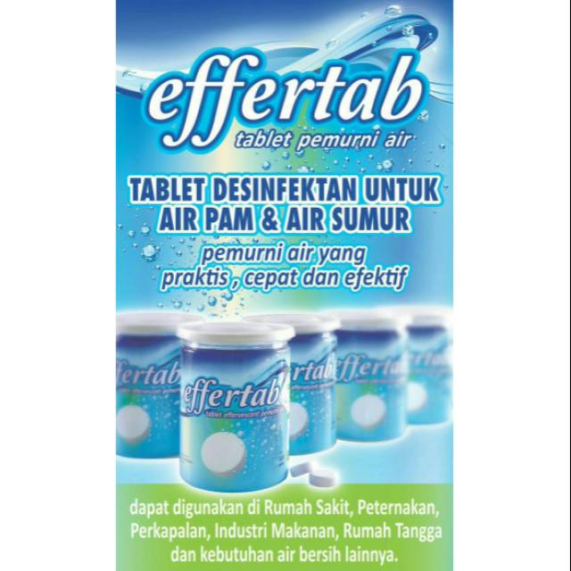 

Effertab penjernih air kaporit tablet disenfektan 1 toples isi 100 tablet