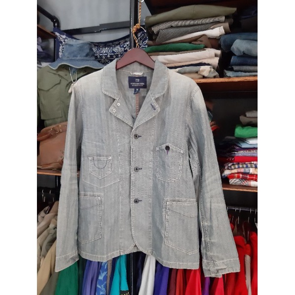 Scotch And Soda Herringbone Distressed Denim Chore Jacket .
Size Large .