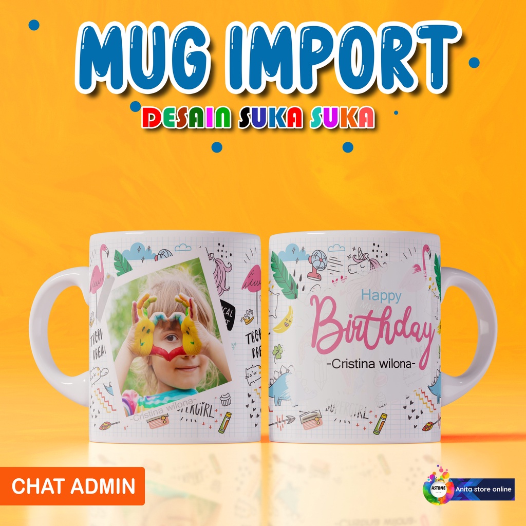 ASTONE MUG Birthday Custom FOTO DAN TULISAN