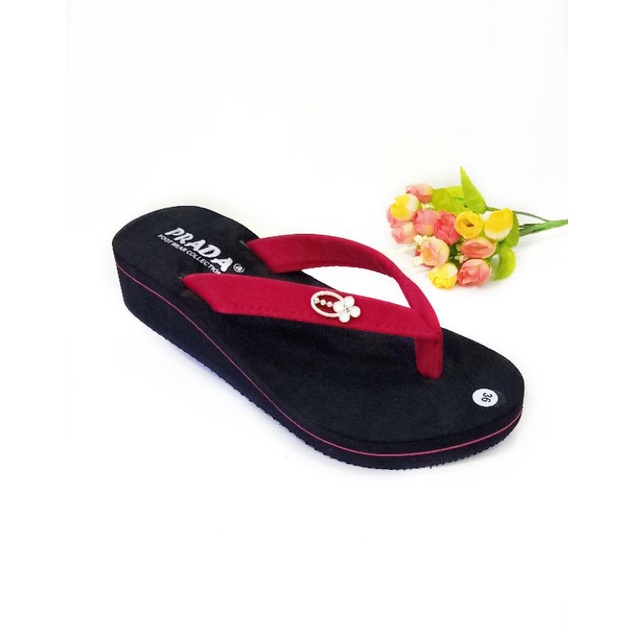 SANDAL WEDGES WANITA - SANDAL JAPIT WANITA - SANDAL WEDGES SPON (VELVET BUNGAH)