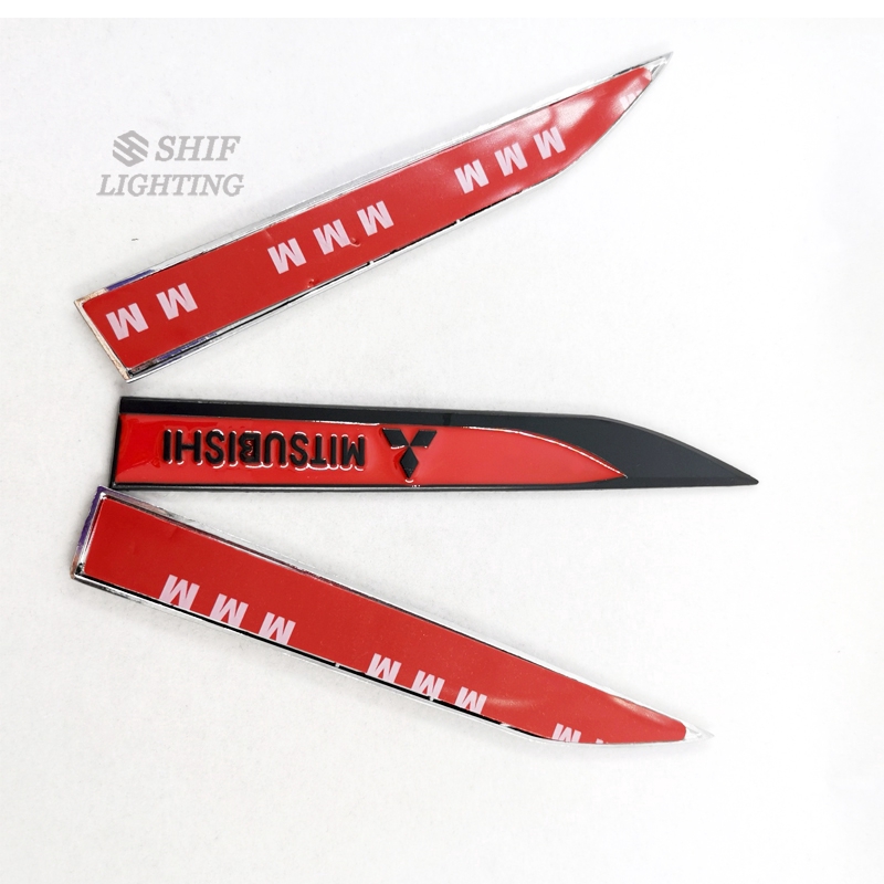 2Pcs Stiker Emblem / Badge Logo Mitsubishi Bahan Metal untuk Mitsubishi