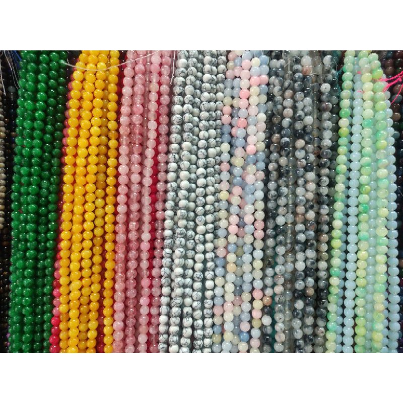 Bahan Rencengan Manik Batu Alam 8mm Bulat Part 1