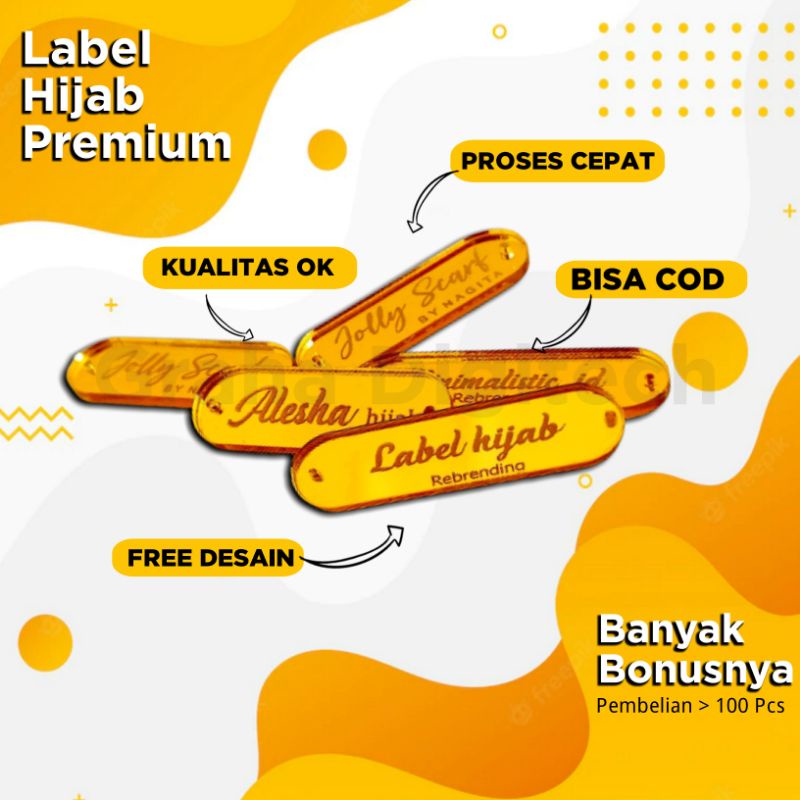 

LABEL HIJAB AKRILIK GOLD | LABEL JILBAB | LABEL HIJAB