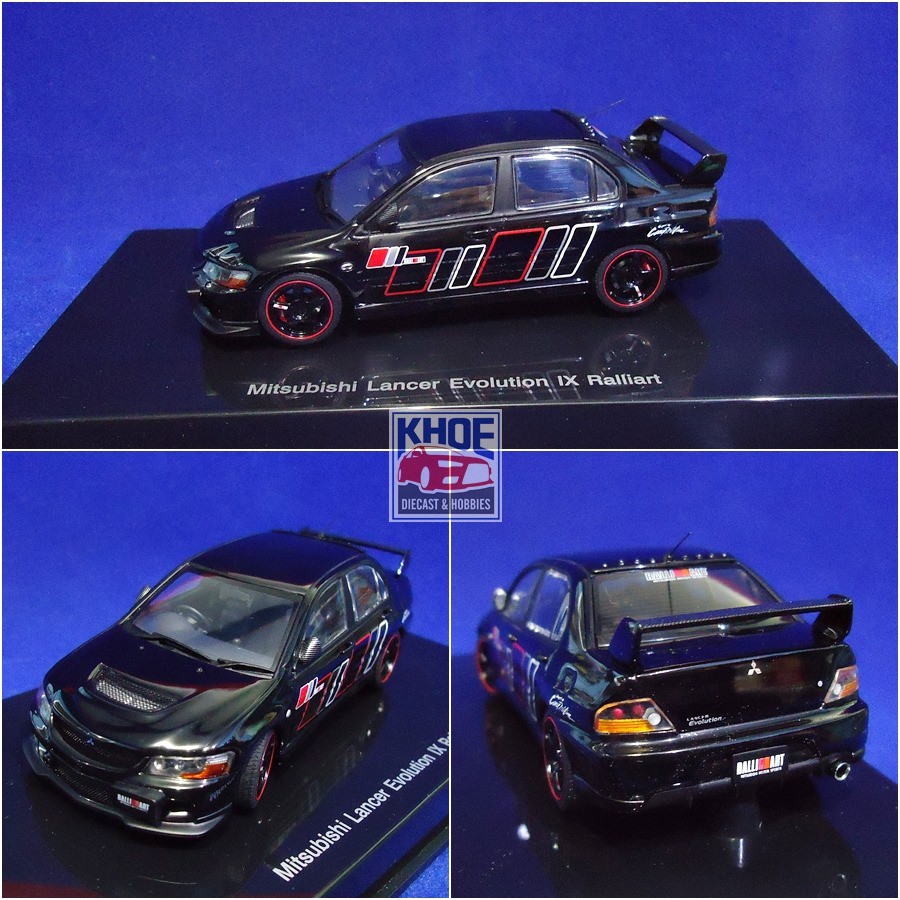 Diecast  Mitsubishi Lancer Evolution 9 Black Ralliart Skala 1/43 By Autoart