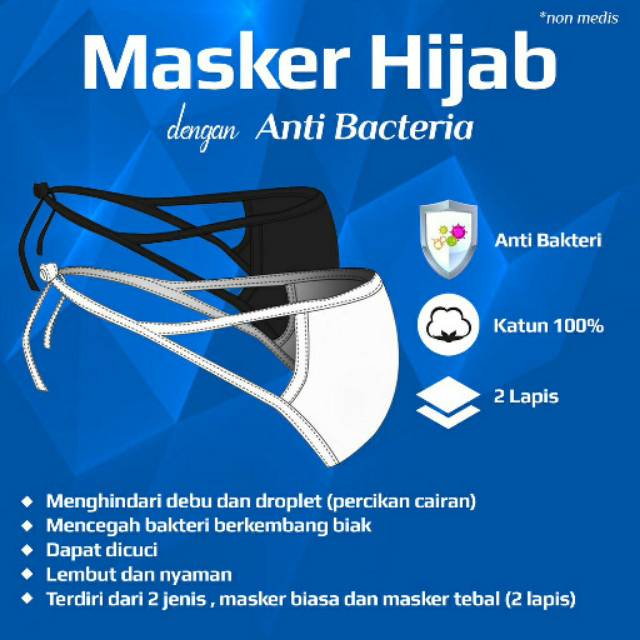 MASKER KAIN COTTON / MASKER TALI HIJAB / GROSIR MASKER TERMURAH ANTI DEBU ANTI DROPLET