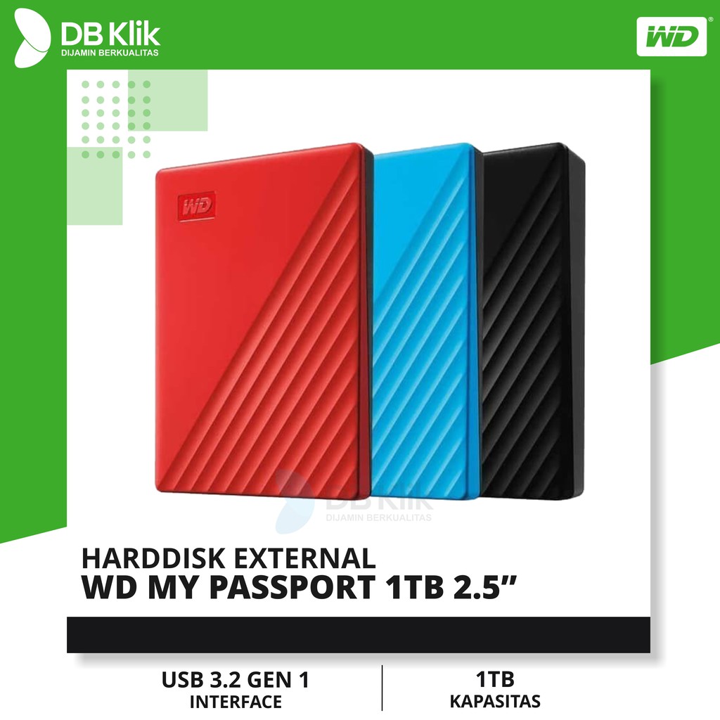 Harddisk External WD Passport 1TB 2.5 Inch NEW |