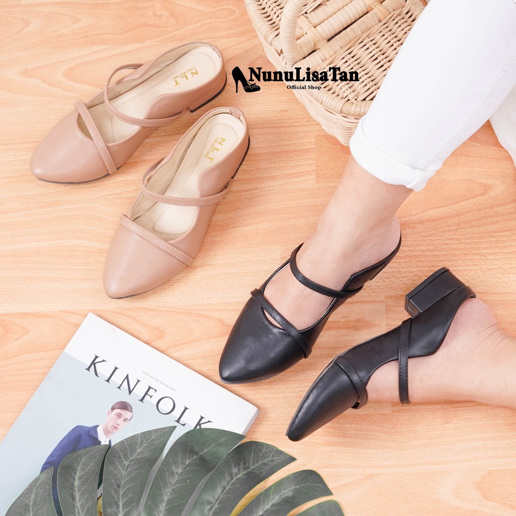 BELI 1 GRATIS 1 - COD Alas kaki High Heels Wanita Korea 3cm Hitam mocca