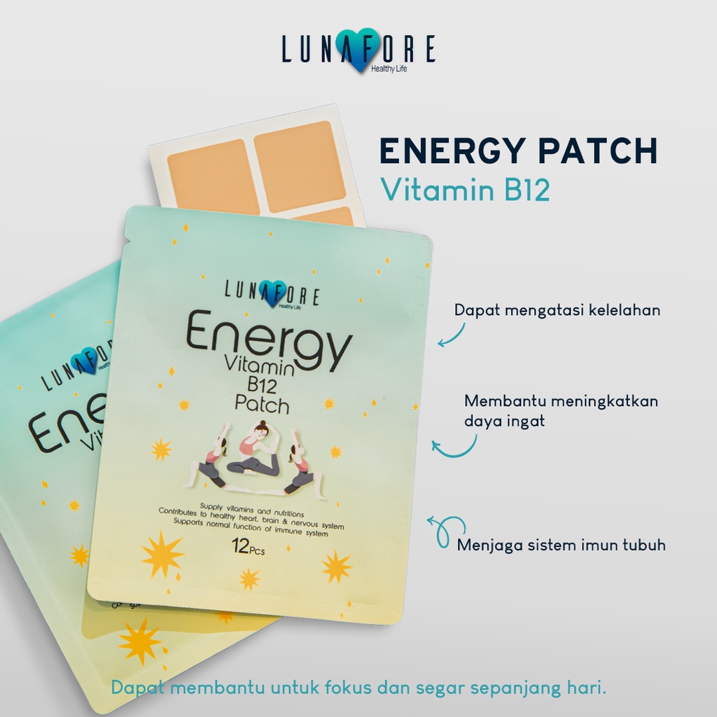 Energy Patch - Lunafore - Vitamin B12 - Sticker 12 pcs - Suplemen