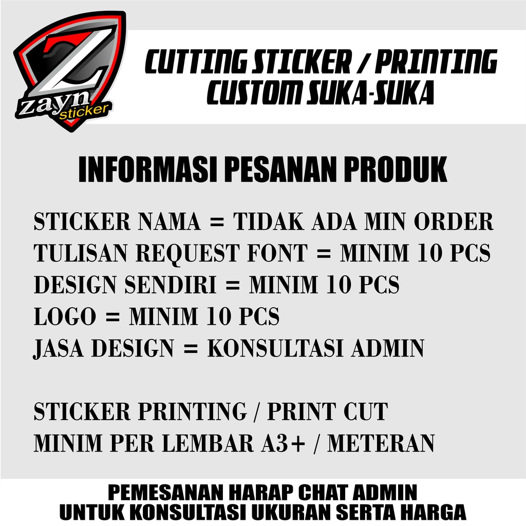 CUSTOM STICKER STIKER CUTTING DAN PRINTING SUKA SUKA