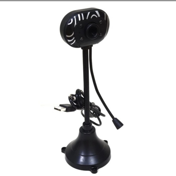 Webcam stand pc camera  mic 4 lampu led