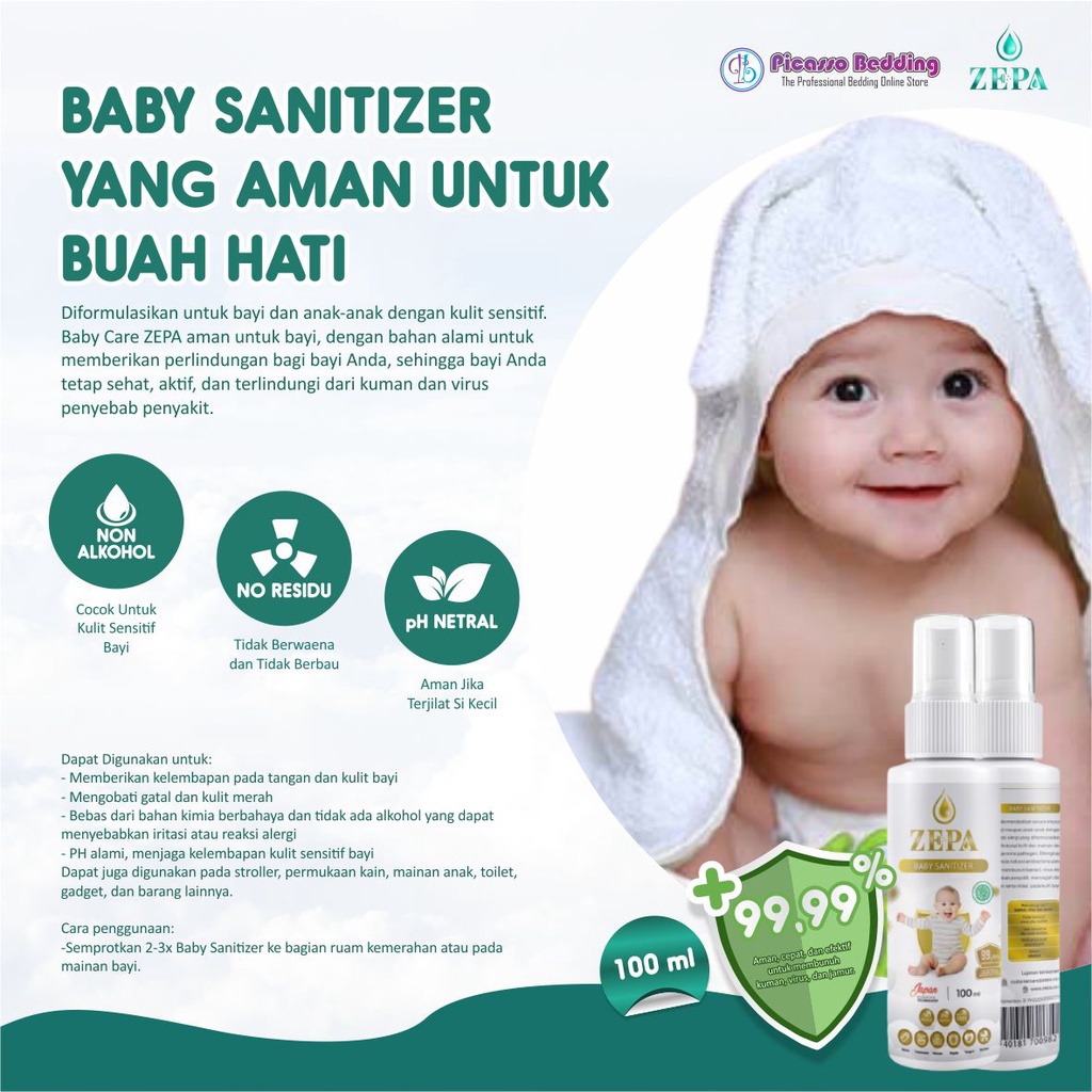 Baby Sanitizer ZEPA / ZEPA Hypoallergenic Baby Sanitizer HOCl Non Alkohol / Zepa Hocl Baby Sanitizer