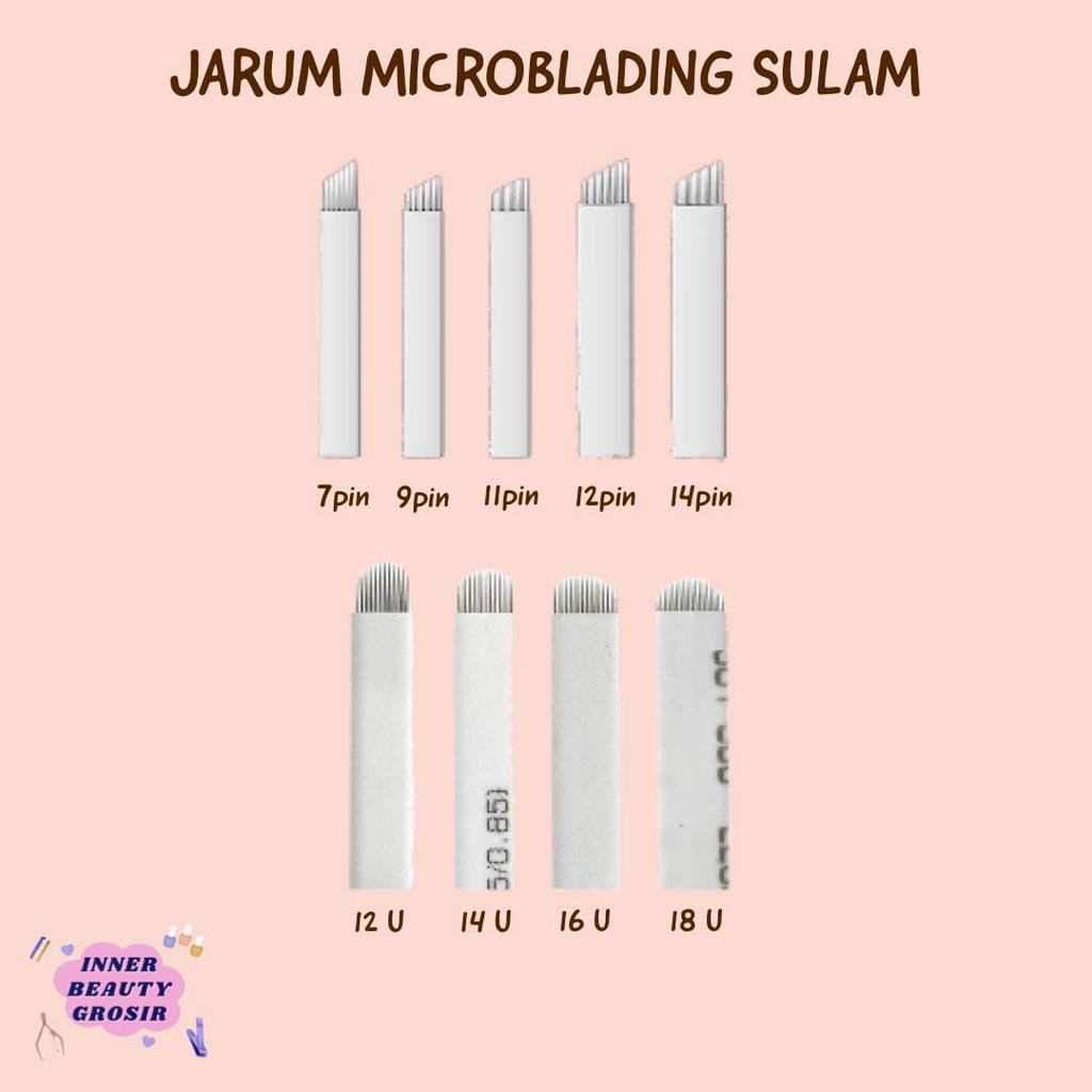 Jarum Microblading 12/14 Pin untuk Sulam Alis 3D / Tutup Jarum