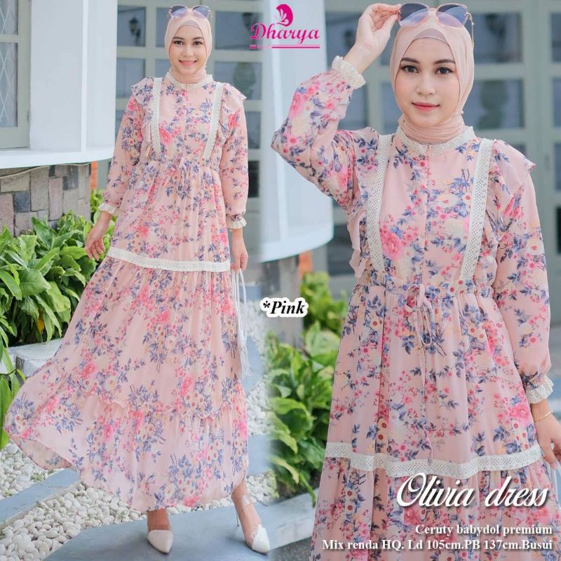 olivia dress ori dharya maxi ceruty murah
