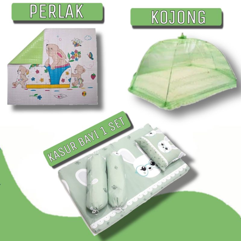 PROMO PAKET PERLENGKAPAN TIDUR BAYI 1 SET LENGKAP/ KASUR BAYI 1 SET/ KOJONG (KELAMBU)/ PERLAK