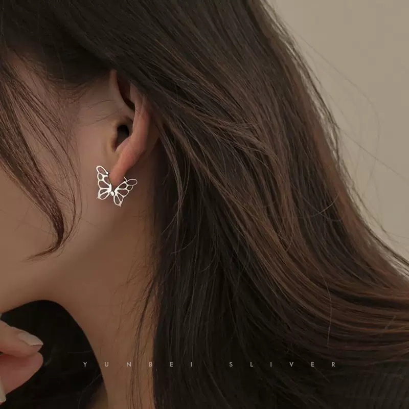 Roselife 1 Pasang Anting Tusuk Gantung Sterling Silver 925 Desain Kupu-Kupu Gaya Korea Untuk Wanita