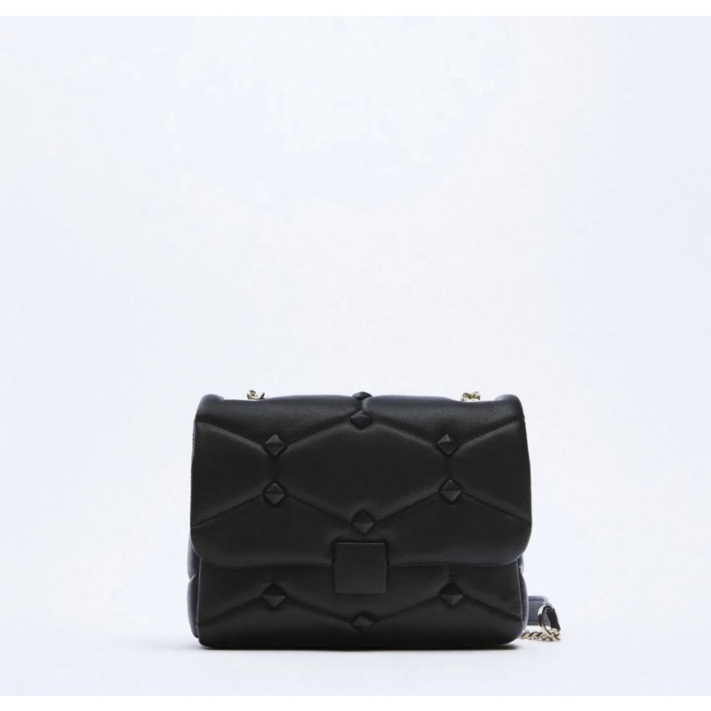 Zr Quilted Studded Crossbody  Bag