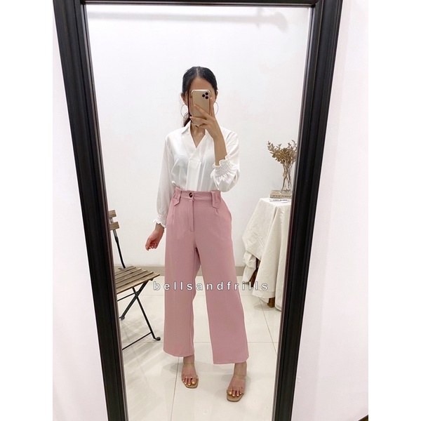 RENA Pants Knit Kancing Formal Kulot / Kulot Korea Casual / Loose Pants Wanita 1017