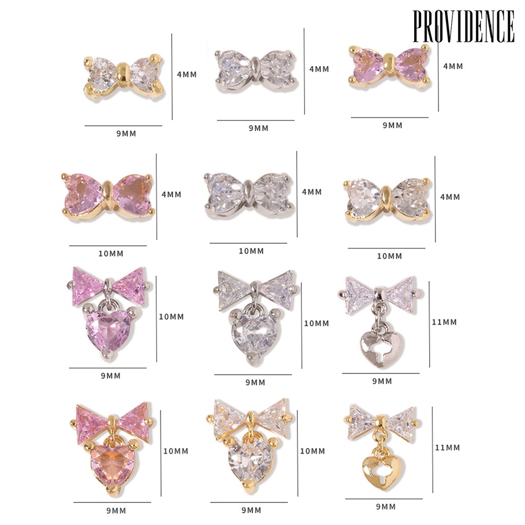 Providence 3Pcs / Set Ornamen Pita Aksen Zircon Anti Karat Untuk Dekorasi Nail Art / Manicure DIY