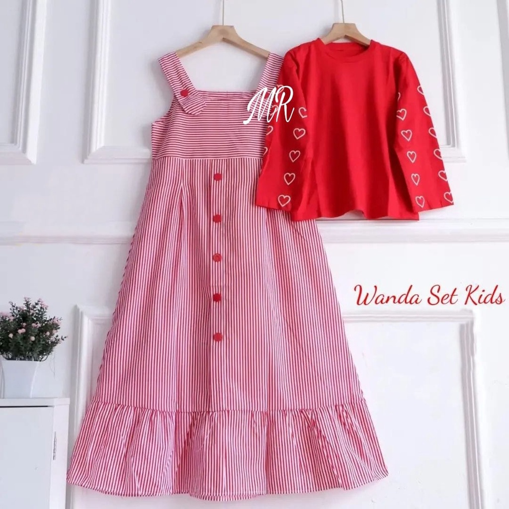 PCS SET WANDA KID SALUR SETELAN ANAK PEREMPUAN 2IN1 INNER DAN OVERALL MR